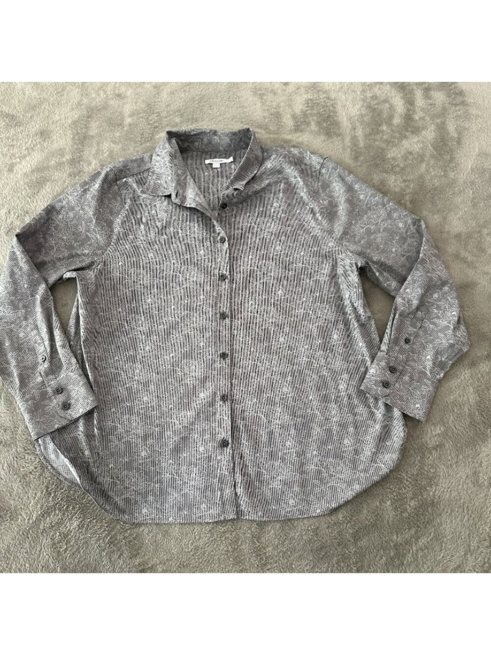 Chico's Floral Button Front Blouse Women's size 3 16 XL Long Sleeve Top Shirt